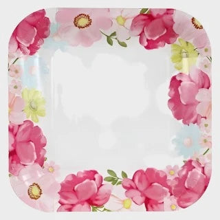Garden Spring Fling "Floral Garden Blooming" Lunch Square Paper Plates 12ct