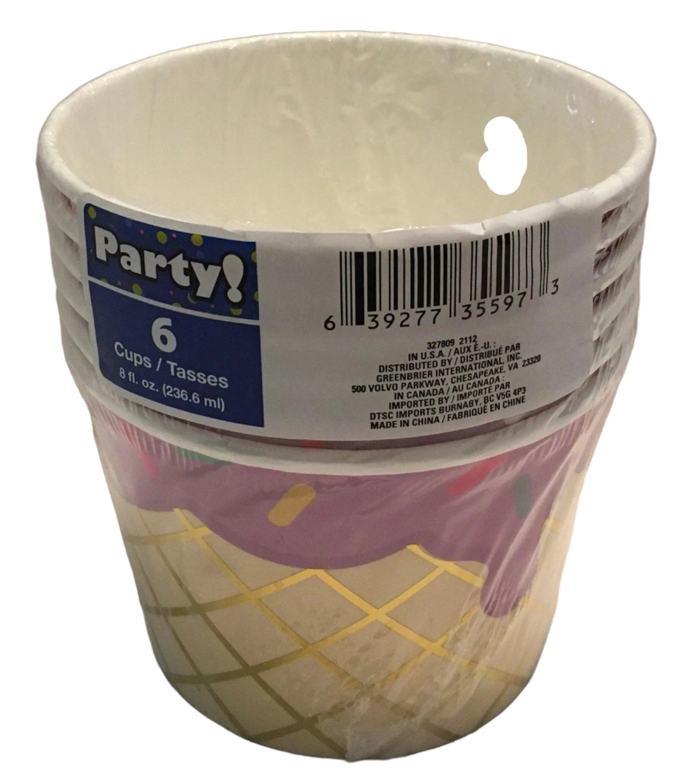 Ice Cream "Grape Soda" Cone Shaped Paper Treat Cups 6ct