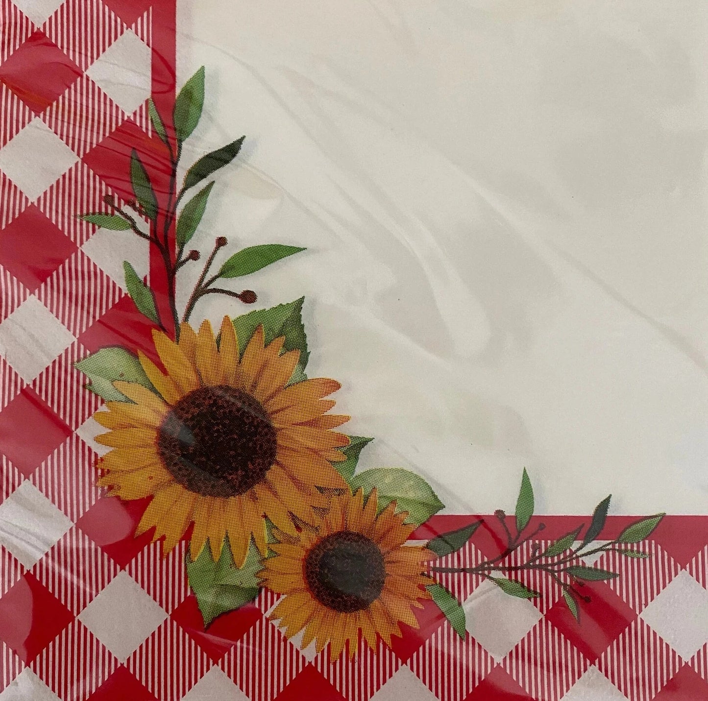 Let's Grill "Red Gingham & Sunflower" Luncheon Paper Napkins 16ct