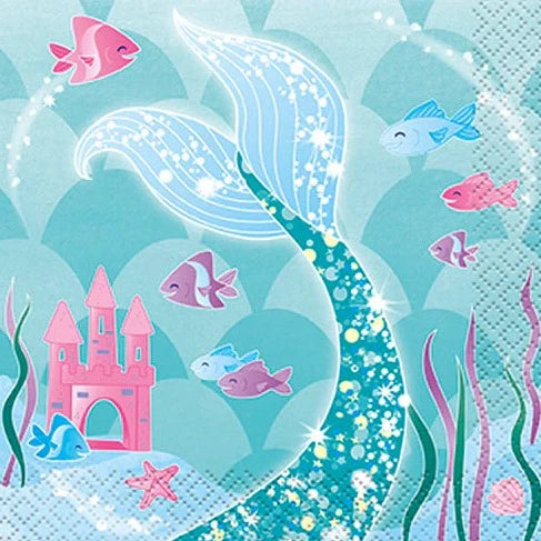 Mermaid Beverage Paper Napkins 16ct