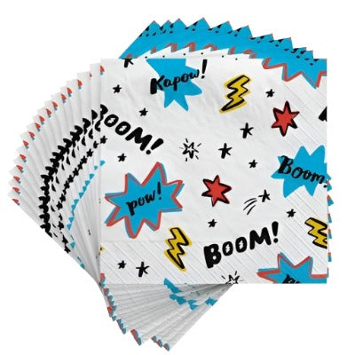 Superhero "Pow" Luncheon Paper Napkins 20ct