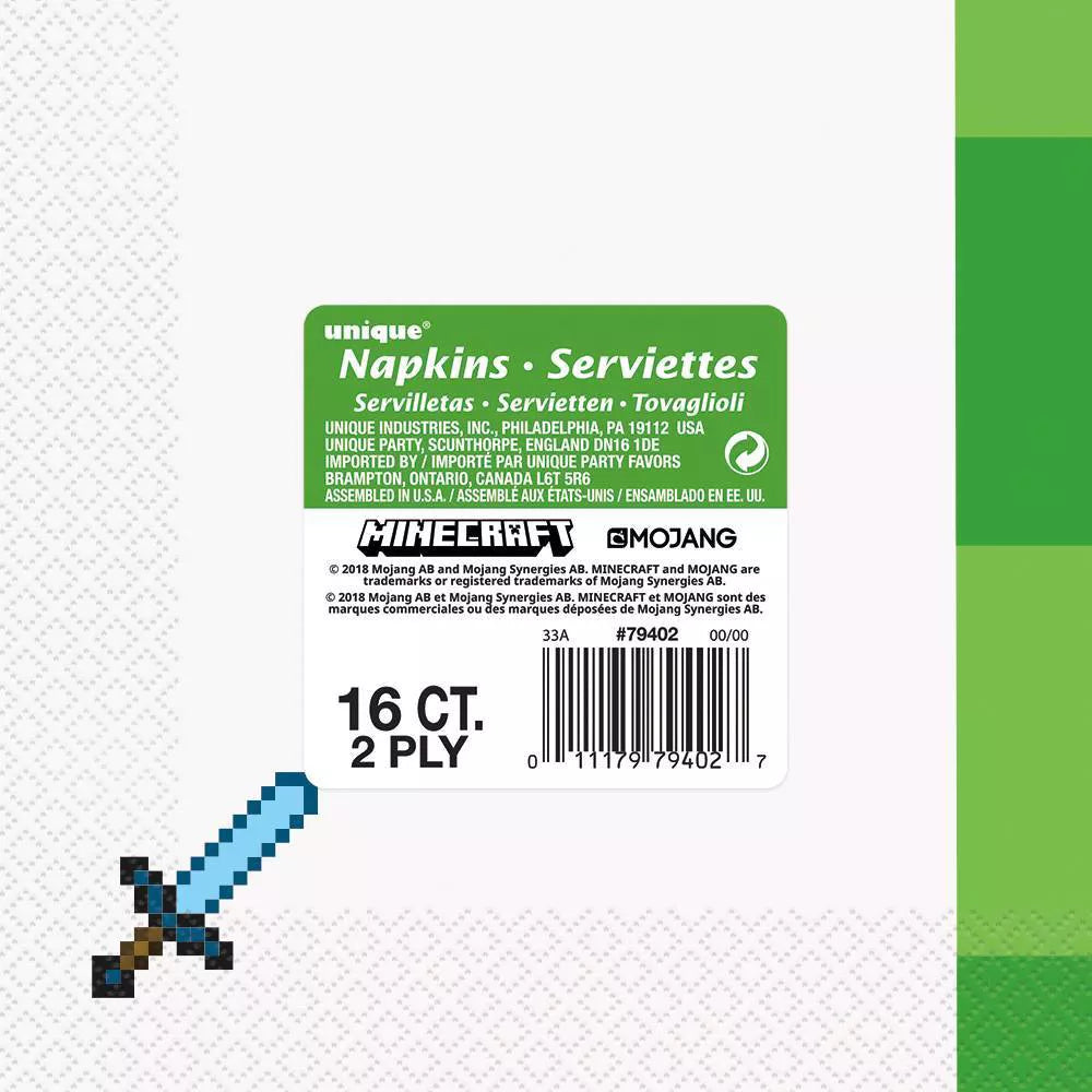 Minecraft Luncheon Paper Napkins 16ct