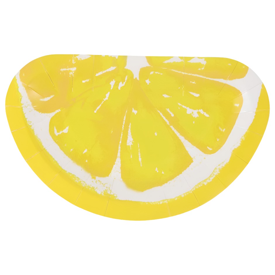 Sweet Summer Round "Lemon Slice" Shaped Salad/Dessert Paper Plates 12ct