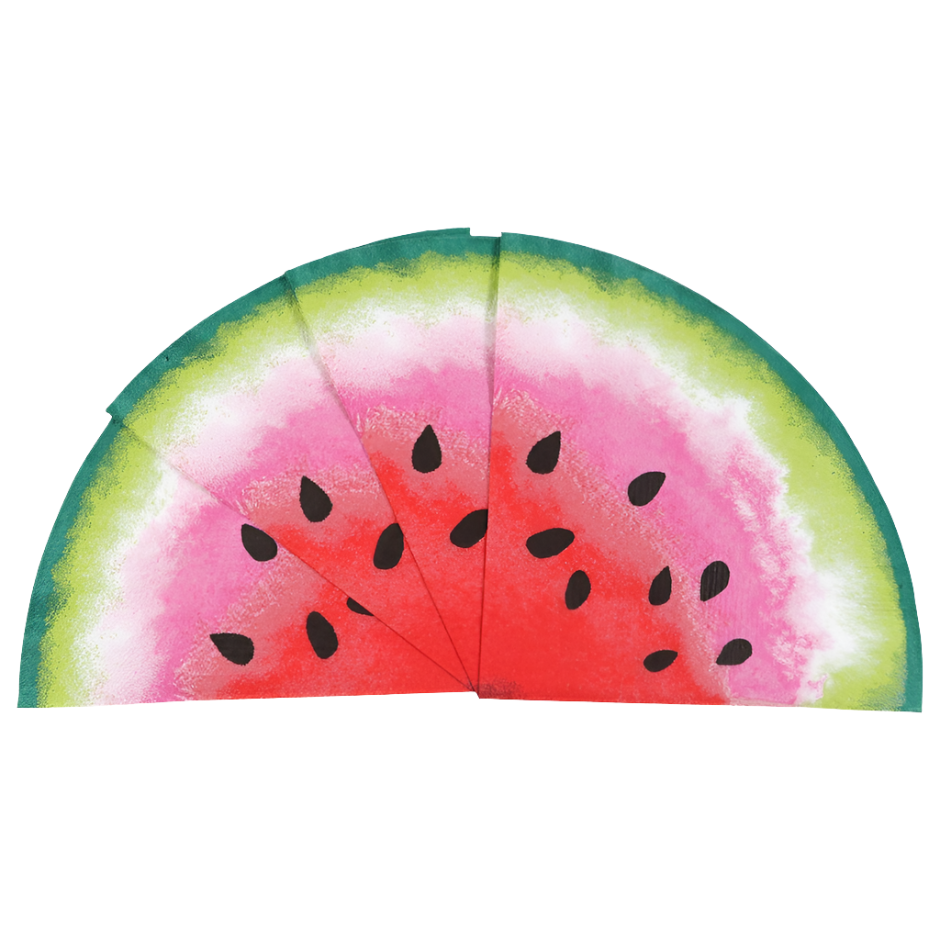 Sweet Summer Inspired "Watermelon Slice" Round Shaped Luncheon Paper Napkins 16ct