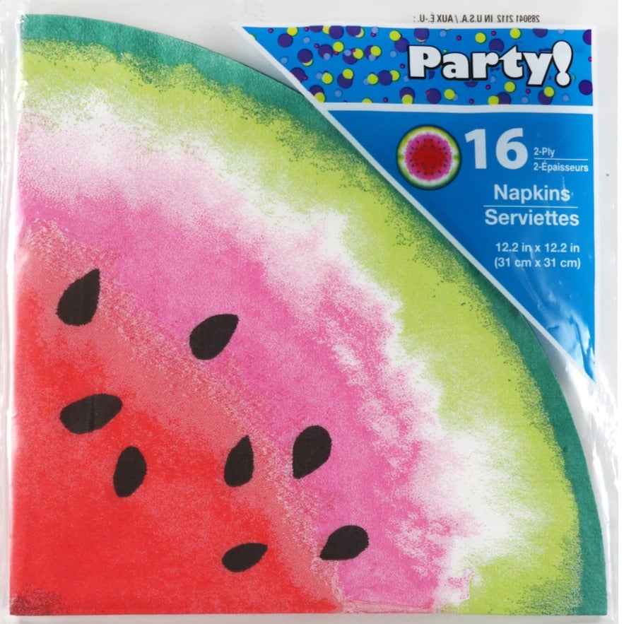 Sweet Summer Inspired "Watermelon Slice" Round Shaped Luncheon Paper Napkins 16ct