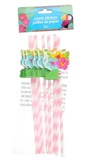 Summer Luau Inspired "Hawaiian Hibiscus" Honeycomb Paper Straws 8ct