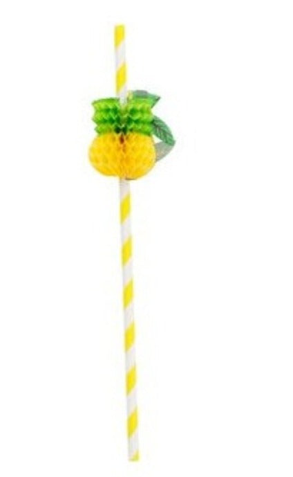 Summer Luau Inspired "Pineapple" Honeycomb Paper Straws 8ct