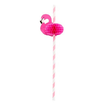 Summer Luau Inspired Flamingo Honeycomb Paper Straws 8ct