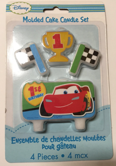 Disney Cars 1st Birthday Cake Candle Set 4ct