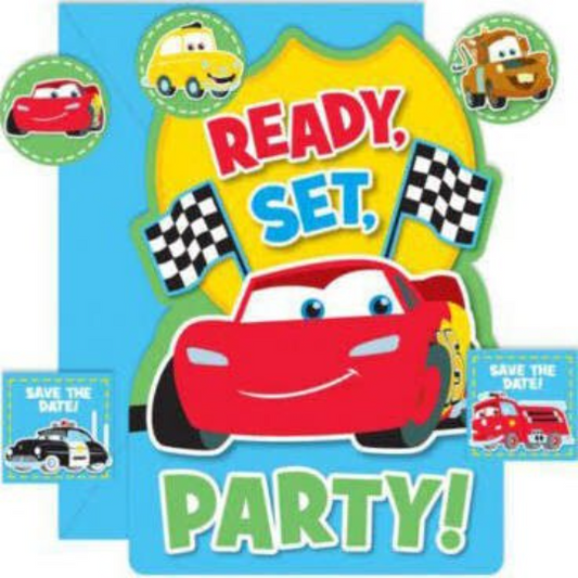 Disney Cars 1st Birthday Champ Invitations w/ Envelopes, Save the Date & Seals (8ct each)