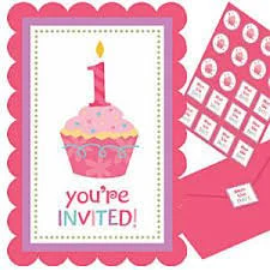 Sweet Lil' Cupcake Girl Invitations w/ Envelopes, Save the Date & Seals (20ct each)