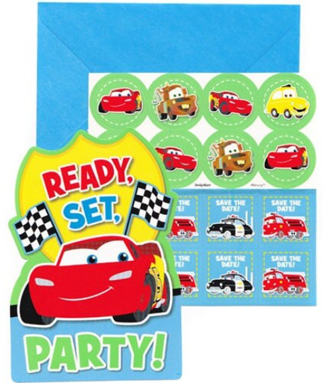 Disney Cars 1st Birthday Champ Invitations w/ Envelopes, Save the Date & Seals (8ct each)