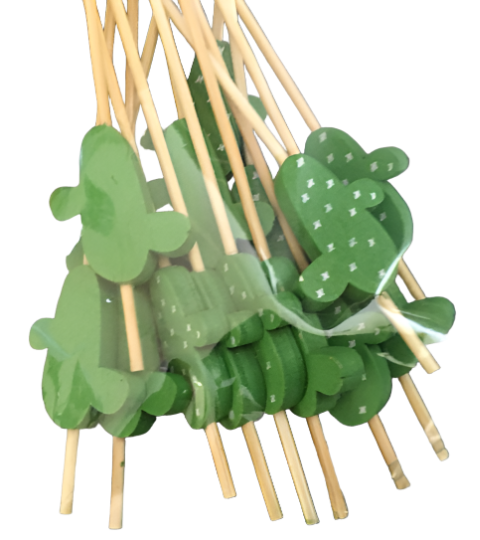 Hello Summer "Cactus" Wood Sticks Cocktail/Cupcake/Food Picks 16ct