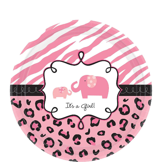 Sweet Safari Girl Dessert Paper Plates 18ct