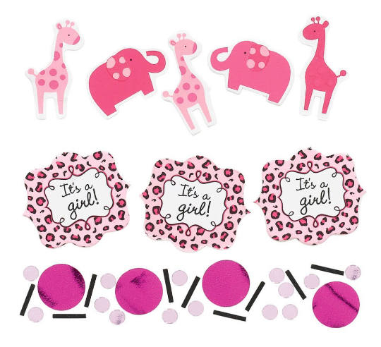 Sweet Safari Pink Baby Shower Confetti Value Pack (3 types)