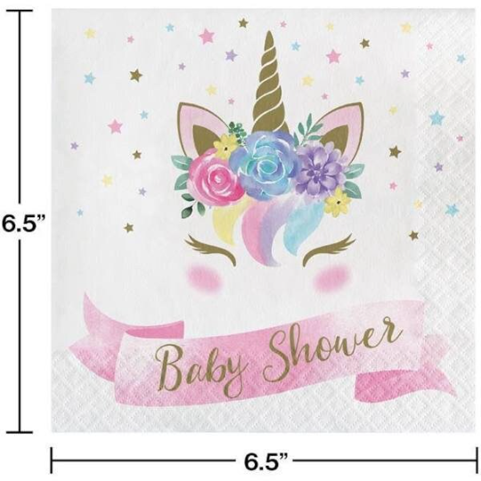 Unicorn Baby Sparkle Floral Luncheon Paper Napkins 16ct