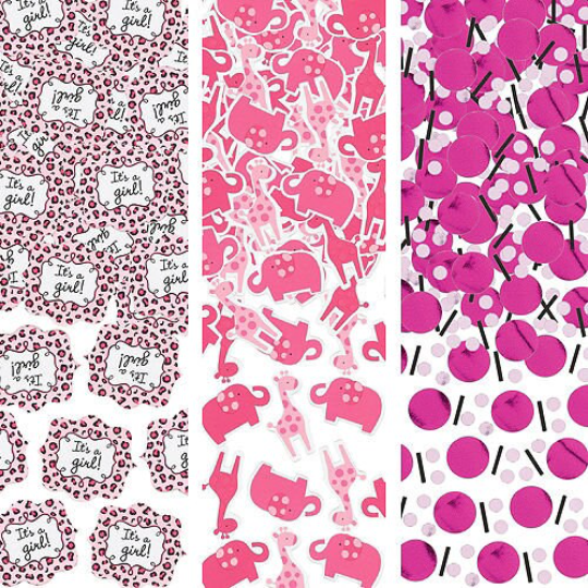 Sweet Safari Pink Baby Shower Confetti Value Pack (3 types)