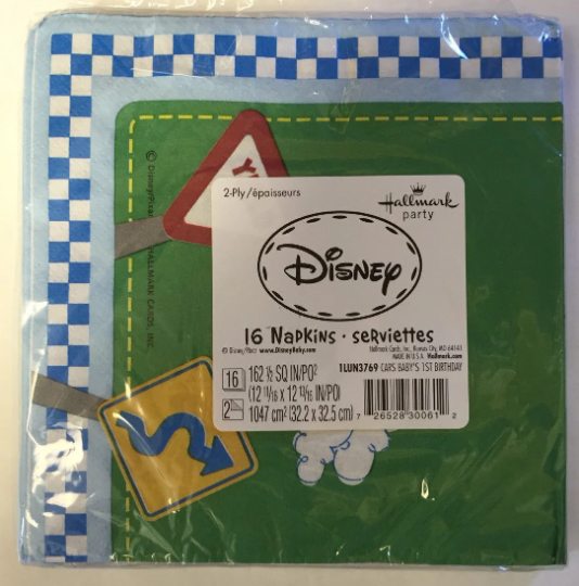 Disney Cars Baby's 1st Birthday Luncheon Paper Napkins 16ct