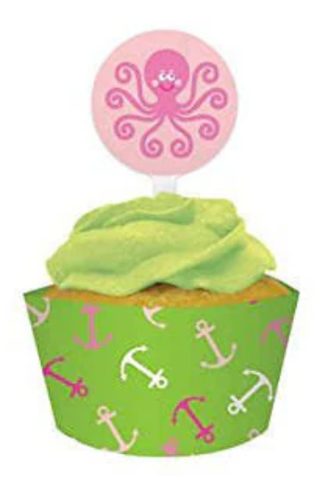 Ocean Preppy Girl Cupcake Wrappers with Toppers Pack (12ct each)