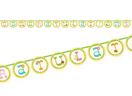 Happi Tree Sweet Baby Owl Congratulations Shaped Circle Ribbon Banner 5ft