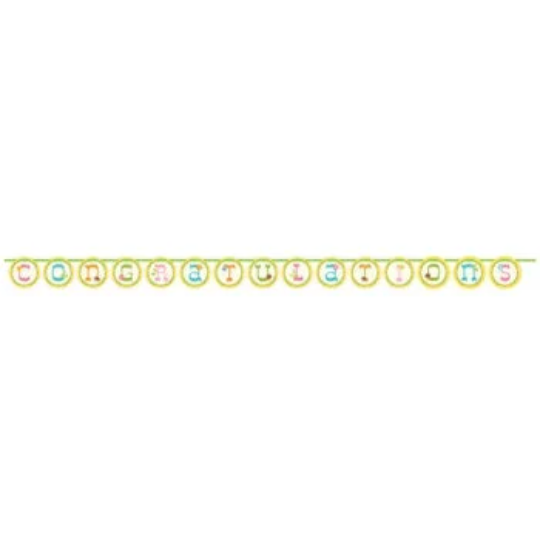 Happi Tree Sweet Baby Owl Congratulations Shaped Circle Ribbon Banner 5ft