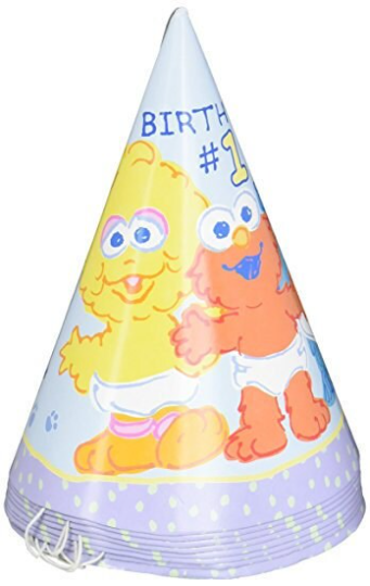 Sesame Street Beginnings-Pastel 1st Birthday Cone Hats 8ct