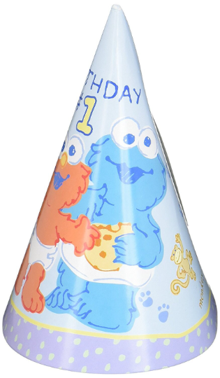 Sesame Street Beginnings-Pastel 1st Birthday Cone Hats 8ct