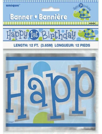 Turtle Happy 1st Birthday Foil Banner 12ft