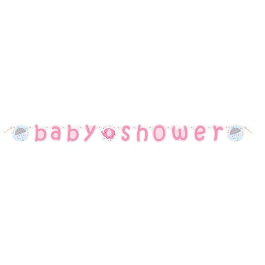 Umbrella Elephant Girl Baby Shower Jointed Banner 5ft