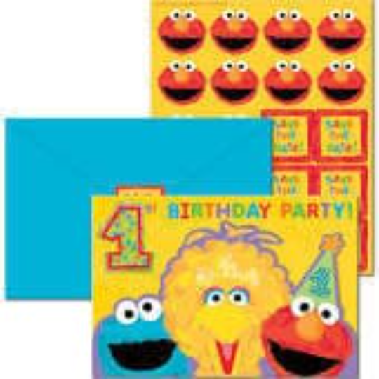 Sesame Street LaLa 1st Birthday Invitations w/ Envelopes, Save the Date & Seals (20ct each)