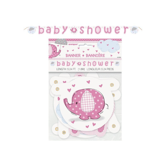 Umbrella Elephant Girl Baby Shower Jointed Banner 5ft