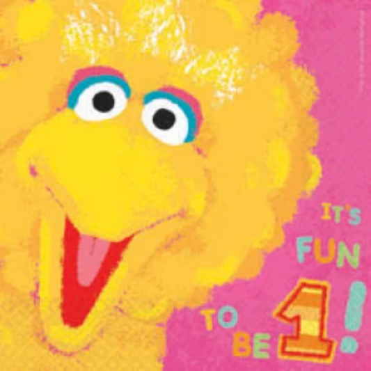 Sesame Street LaLa Big Bird 1st Birthday Luncheon Paper Napkins 36ct