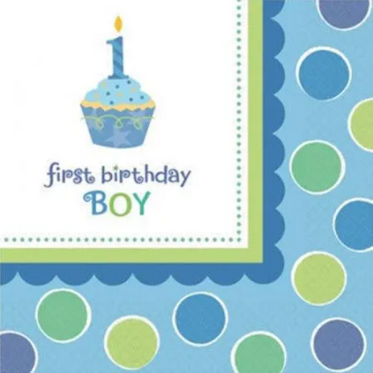 Sweet Lil' Cupcake Boy Luncheon Paper Napkins 36ct