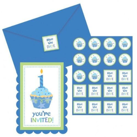 Sweet Lil' Cupcake Boy'' Invitations w/ Envelopes, Save the Date & Seals (20ct each)