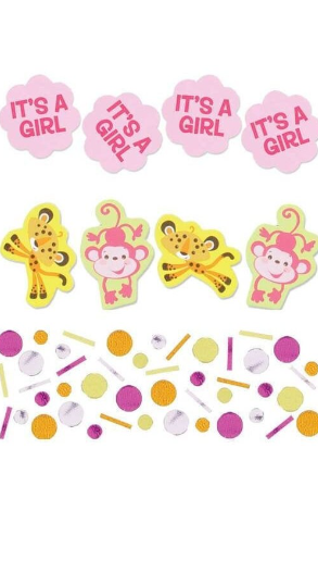 Fisher Price Animals of the Rainforest Girl Baby Shower Confetti Value Pack (3 types)