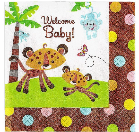 Fisher Price Animals of the Rainforest Beverage Paper Napkins 16ct