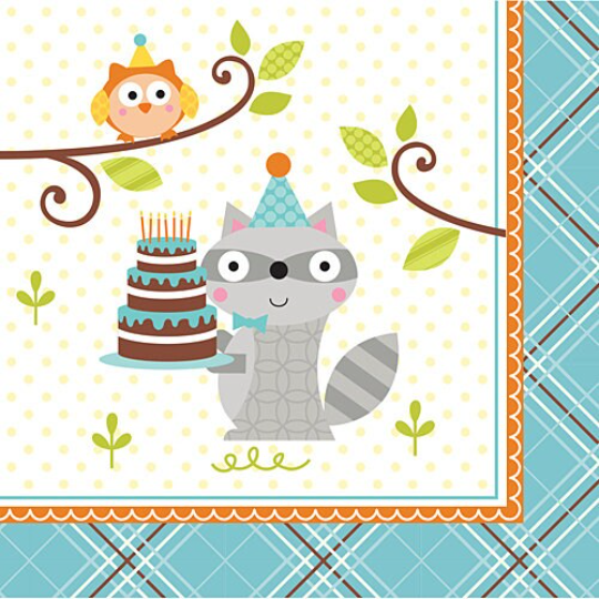 Happi Woodland Boy Beverage Paper Napkins 16ct