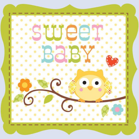 Happi Tree Sweet Baby Owl Boy Beverage Paper Napkins 16ct