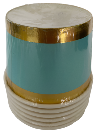 Garden Spring Fling ''Pretty Pastels Turquoise" Gold Foil Trim Paper Treat Cups 6ct