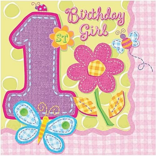 Hugs & Stitches Girl Beverage Paper Napkins 16ct