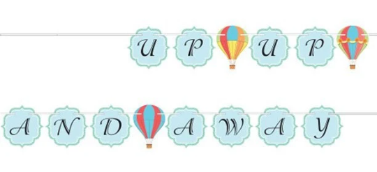 Hot Air Balloon Up, Up & Away Shaped Ribbon Banner 7ft