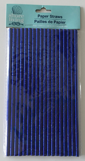 Shore Living "Metallic Royal Blue" Paper Straws 18ct