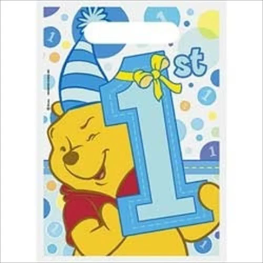 Winnie the Pooh Boy's 1st Birthday Loot Bags 8ct