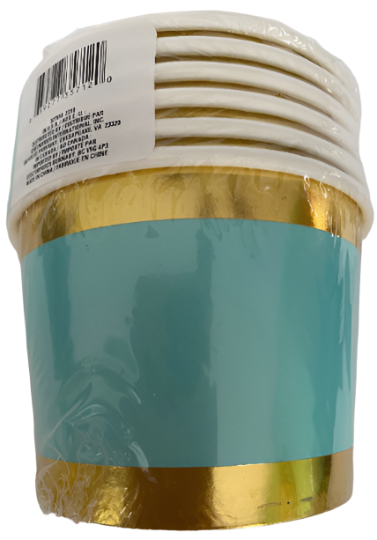 Garden Spring Fling ''Pretty Pastels Turquoise" Gold Foil Trim Paper Treat Cups 6ct