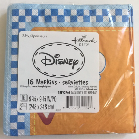 Disney Cars 1st Birthday Beverage Paper Napkins 16ct