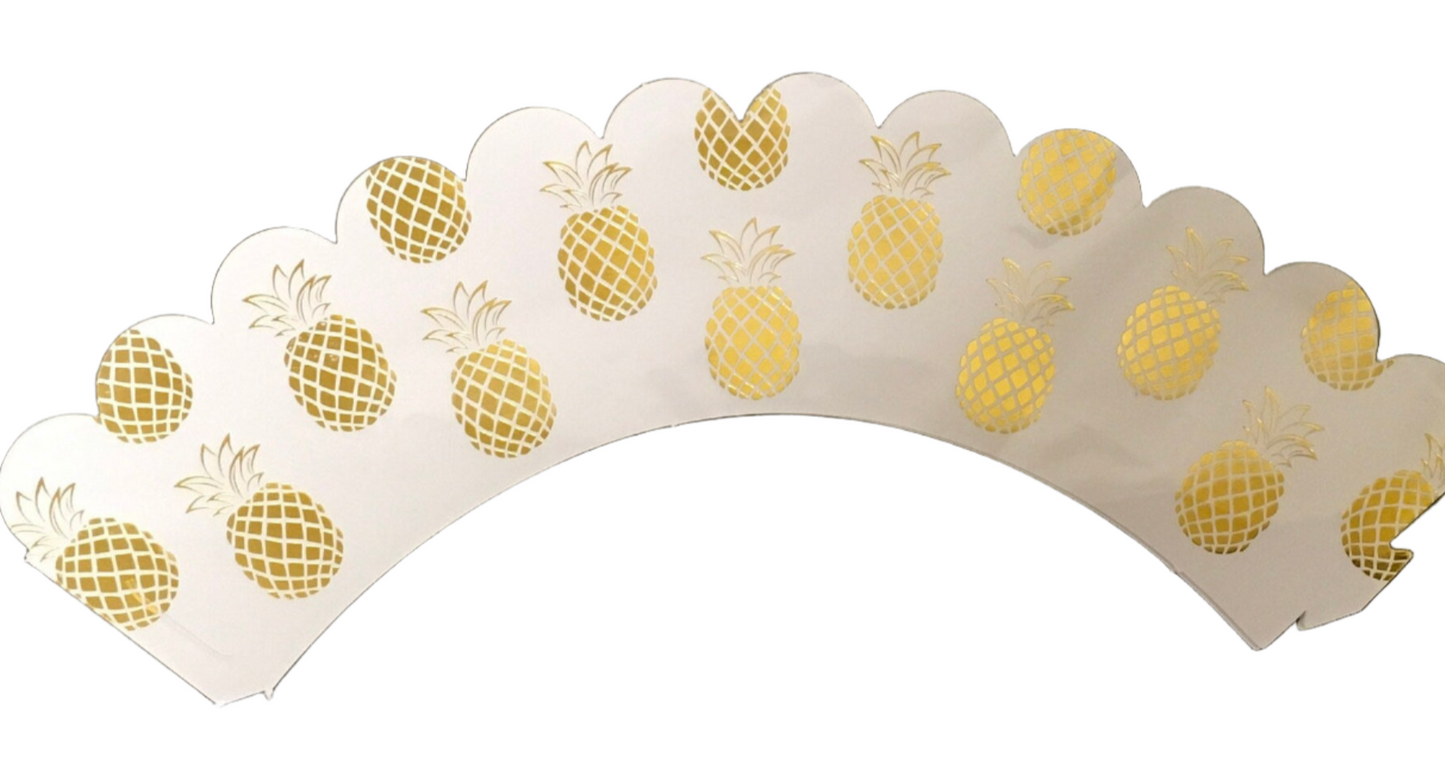 Let's Party "Gold Pineapple" Cupcake Wrappers 12ct