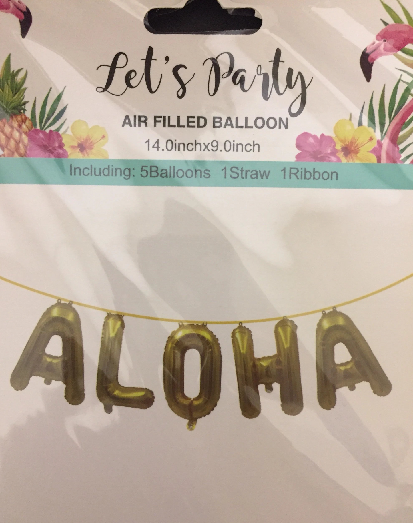 Let's Party Air-Filled Gold "ALOHA" Foil Mylar Balloon Banner Kit