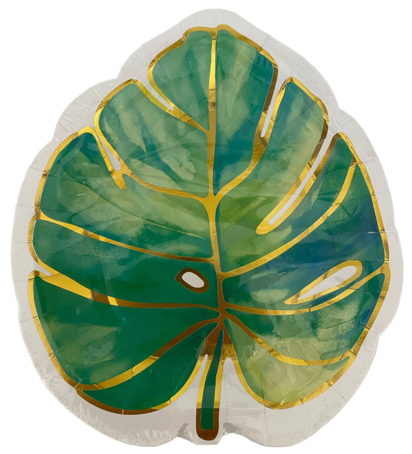 Let’s Flamingle "Summer Fun Monstera Leaf" Shaped Salad/Dessert Paper Plates 8ct