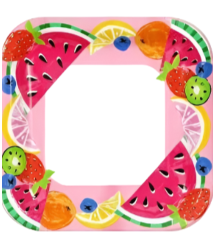 Sweet Summer "Summer Fruits" Lunch Square Paper Plates 12ct