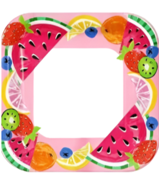 Sweet Summer "Summer Fruits" Lunch Square Paper Plates 12ct